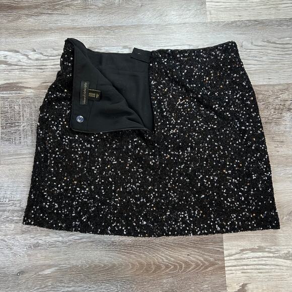 House of Harlow 1960 Black Sequin Mini Skirt Sparkle Lined Glam Y2K M - Picture 3 of 8